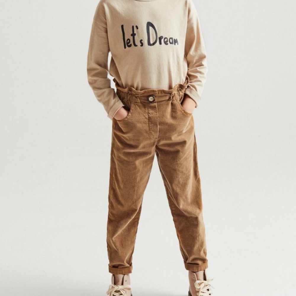 Zara corduroy paper bag pants